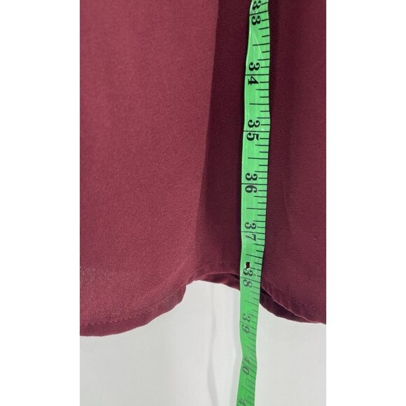 Maurices Maroon Red Cinch Waist Bell Sleeve Chiffon Lined Dress Size XL Career - Picture 8 of 10